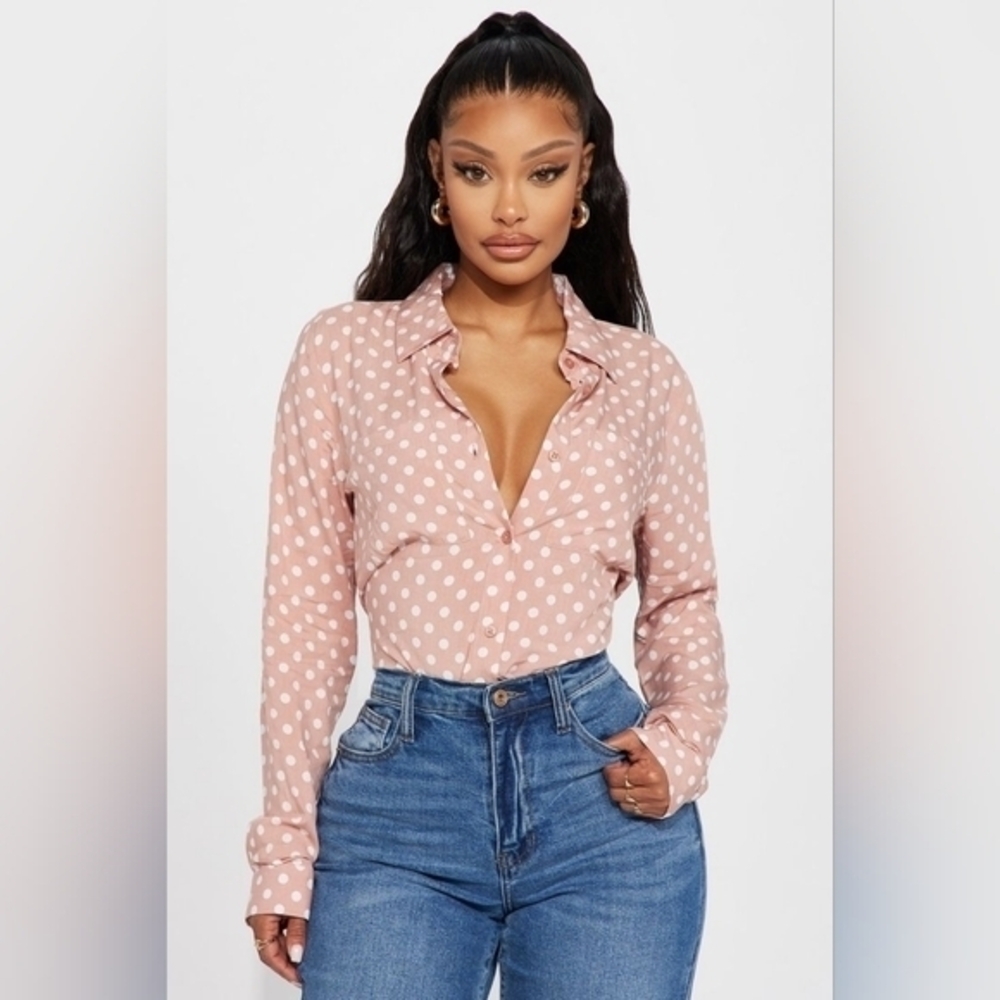 Polka Dot Blouse in Pink Forever 21